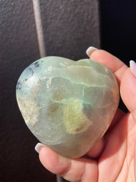 Green Moonstone With Rainbow Inclusions Etsy