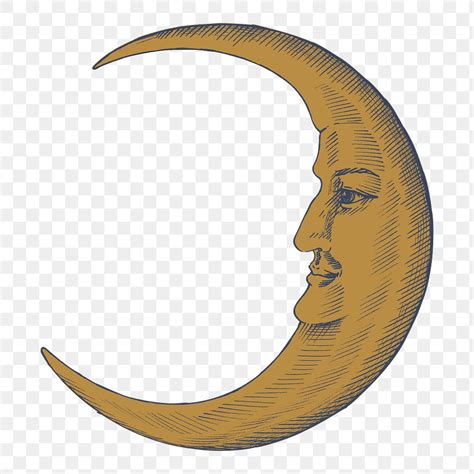 Hand Drawn Crescent Moon With Face Premium Png Sticker Rawpixel