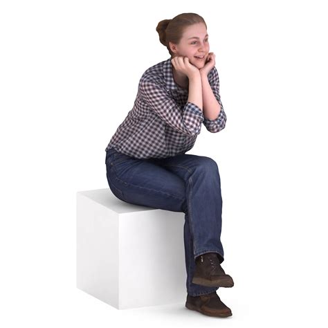 3d Scanned Sitting Woman Looks Interested Scanned 3d Models Renderbot