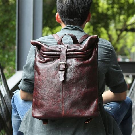 Cool Vintage Leather Mens Backpack Travel Backpack Laptop Backpacks For