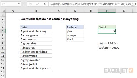 Count Cells That Do Not Contain Many Strings Excel Formula Exceljet