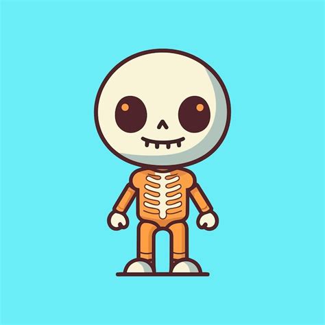 Premium Vector Cute Halloween Skeleton Cartoon On Blue Background