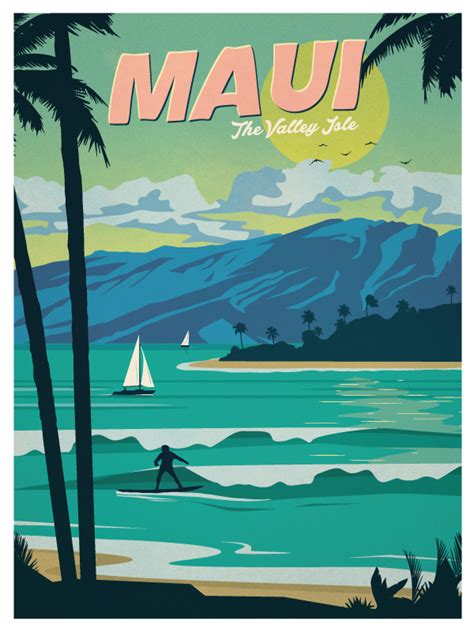 vintage inspired travel posters hawaiian islands behance