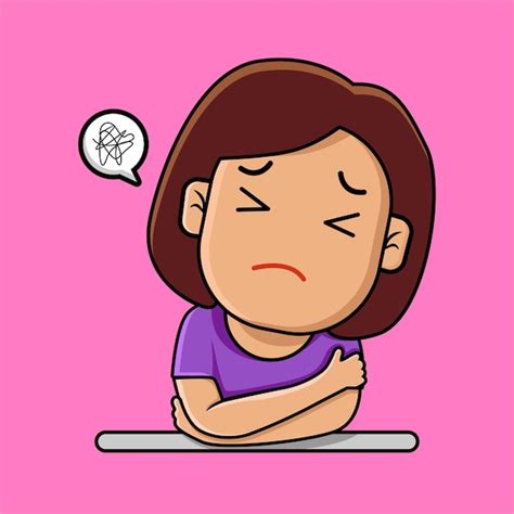 Premium Vector Cute Girl Sad Depressed Cartoon