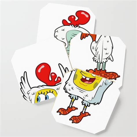 Spongebob And Squidward In Rooster Costumes Coaster By Jamesgordon