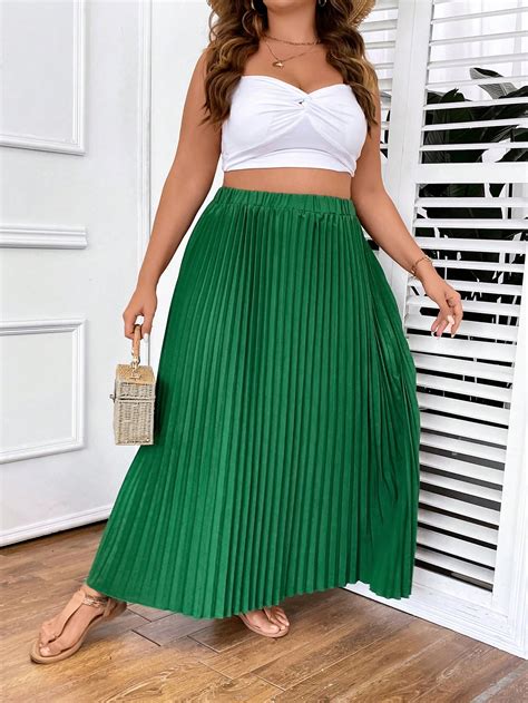 Shein Privé Plus High Waist Pleated Skirt Shein Usa