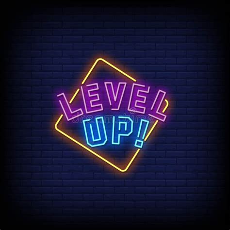 Level Up Neon Signs Style Text Vector Stock Vector Illustration Of