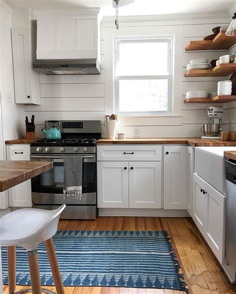 Catskill's europa kitchen workcenter | butcher block co. Light and airy modern farmhouse kitchen with butcher block ...
