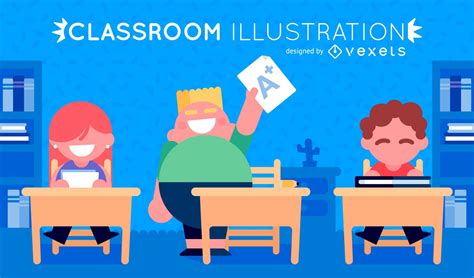 Classroom Illustration With Kids Vector Download