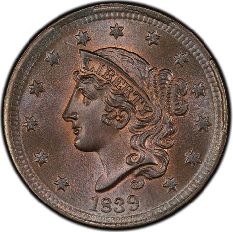 One Cent 1839 Young Head Coin From United States Online Coin Club