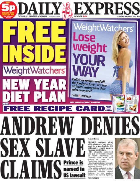 Newspaper Headlines Prince Andrew Sex Claim Denial And Conservative