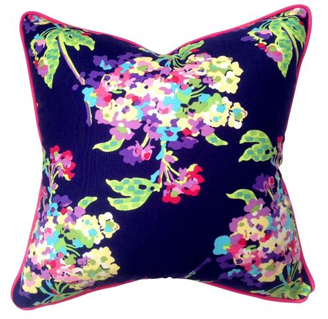 Fabulous Floral Cushion In Midnight Blue Purple And Pink With