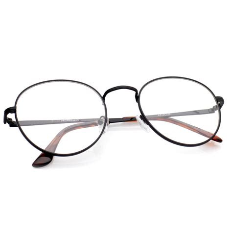 classic slim metal frame clear flat lens round eyeglasses 52mm sunglass la