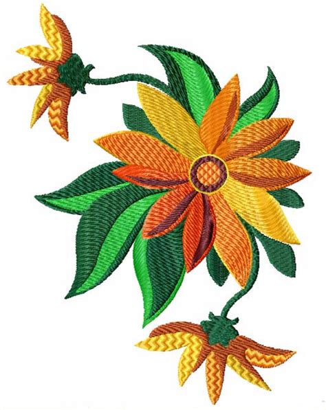 4 Machine Embroidery Designs Flowers Summer Flowers