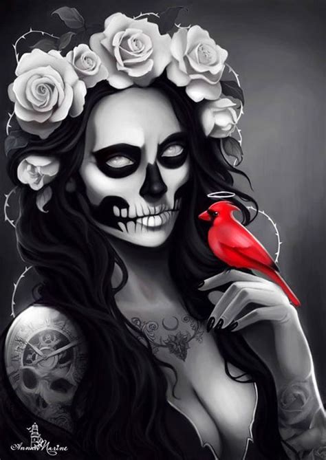 Pin By Zaneta On Skull Skull Girl Tattoo Sugar Skull Artwork Lowrider Art