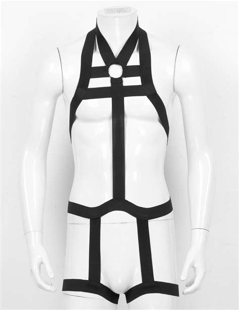 Mens Bondage Full Body Harness With Leg Garter Liquidred