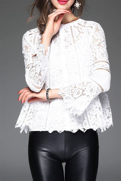 [68% OFF] Lace Scalloped Blouse With Cami Tank Top | Rosegal