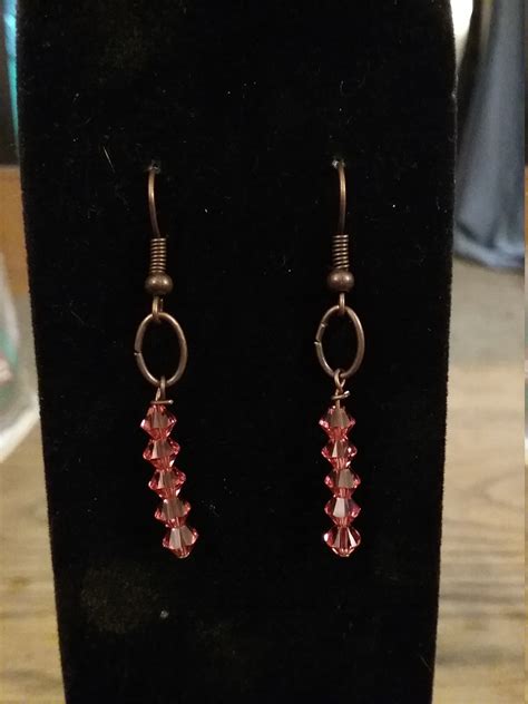 Pink Beaded Earrings Etsy