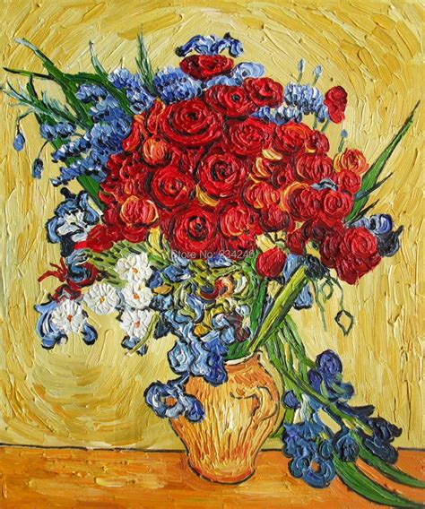 Poppies And Iris Collage By Vincent Van Gogh Flower Oil Painting