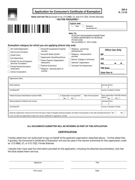 Streamlined sales and use tax agreement certificate of exemption. 2010 Form FL DoR DR-5 Fill Online, Printable, Fillable ...