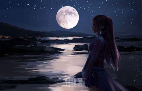 Women Moon Wallpapers Wallpaper Cave