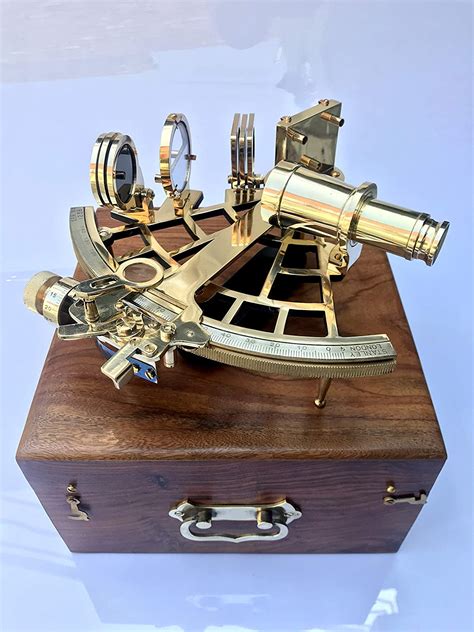 vintage decoratives nautical brass sextant instrument with wooden box marine working sextant 9