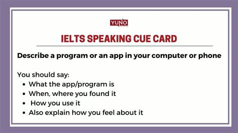 Ielts Speaking Task Cue Card Question With Sample Answer On Program Application
