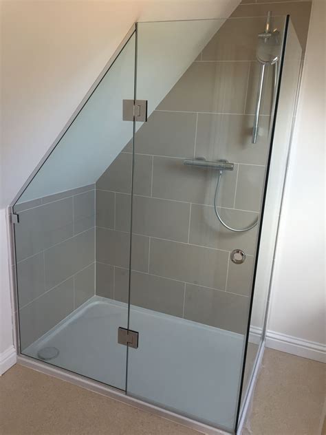 Bespoke 2 Sided Shower Enclosure Shaped To Sloping Ceiling Sloped