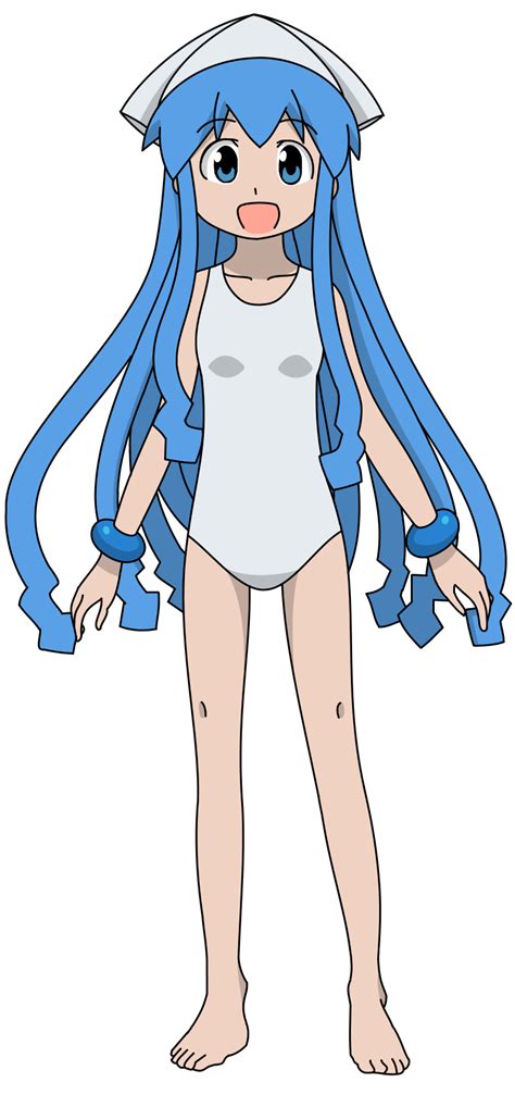 Ikamusume Shinryaku Ikamusume Highres D Barefoot Blue Eyes Blue Hair Matching Haireyes
