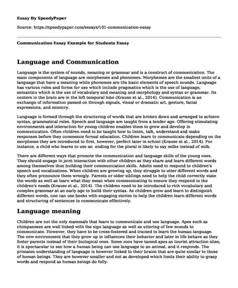 📌 Communication Essay Example For Students