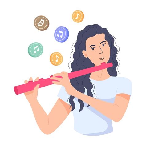 Premium Vector Flat Character Illustration Of A Woman Playing Flute