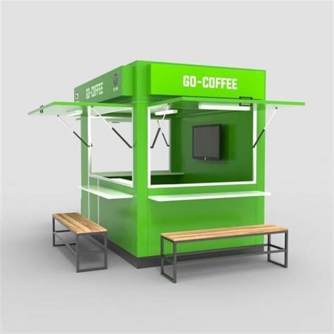 Outdoor Coffee Kiosk Portable Food Booth With Seating Area