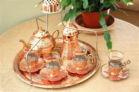 Turkish Coffee Set Vintage Coffee Service Brass Glass Etsy Coffee