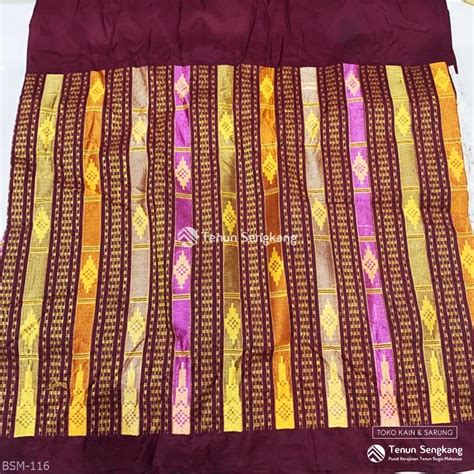 Jual Kain Tenun Sulam Motif Bugis Makassar Marun Tenun Sengkang Bsm