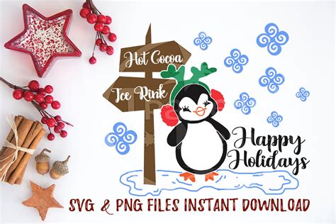 Happy Holidays Svg Penguin Printable Greeting Card Christmas 113453