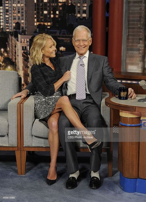 Talk Show Host Kelly Ripa Shares A Laugh With Dave On The Late Show