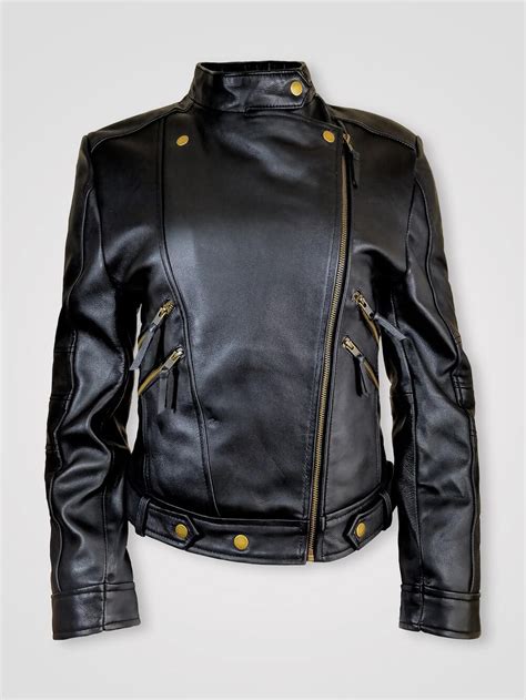 Stylish Leather Jacket With Asymmetrical Zipper Closure