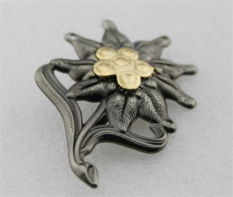 Wwii German Officer Edelweiss Mountain Cap Badge Insignia Replica Movi