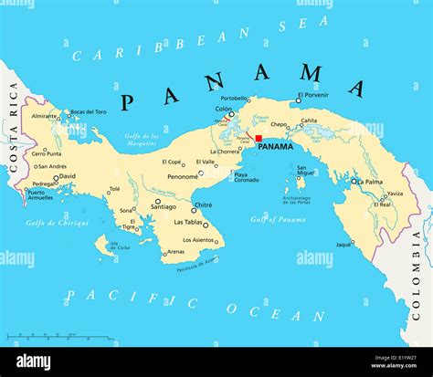 Mapa Político De Panamá Con El Capital Las Fronteras Nacionales La