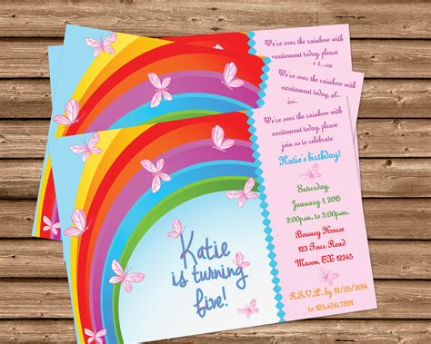 Rainbow Butterfly Birthday Invitations Party Print Express