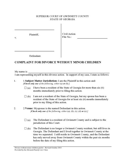 Printable Divorce Papers For Georgia Fill Online Printable Fillable