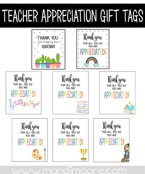 Teacher Appreciation Gift Ideas With Free Printable Tags Mandi Moore