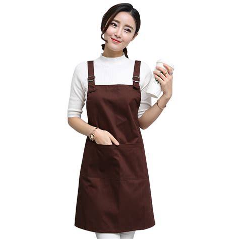 Fashion Women Lady Adult Aprons Waterproof Kitchen Cooking Baking Cotton Apron Coffee Tea Shop