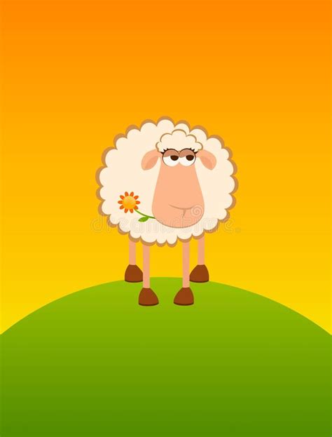 Cartoon Smiling Sheep After A Fence Stock Vector
