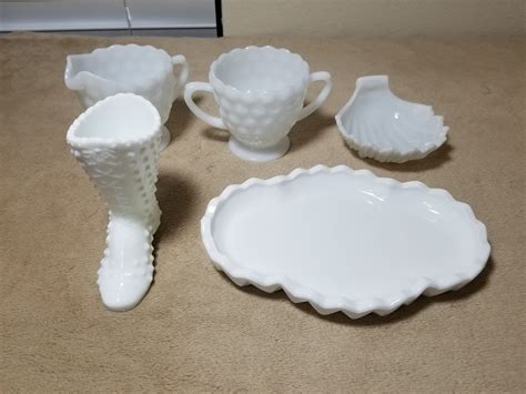 Set Of 5 Collectible Vintage Milk Glass Creamer Sugar Bowl Etsy