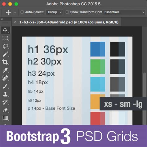 Bootstrap 3 Grid Psd Photoshop Template Free Download 2018