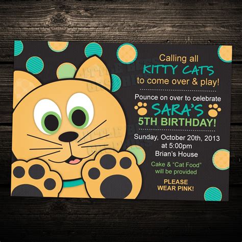Cute Kitty Cat Birthday Party Invitation Any Color