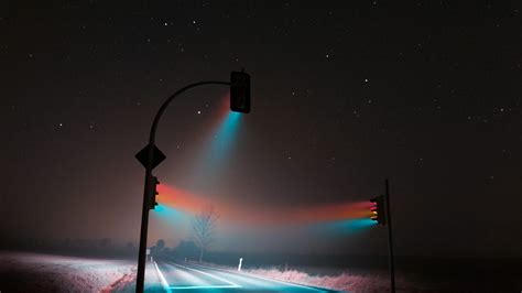 Aesthetic Wallpaper Traffic Wallpaper Night Traffic Lights Mist Road