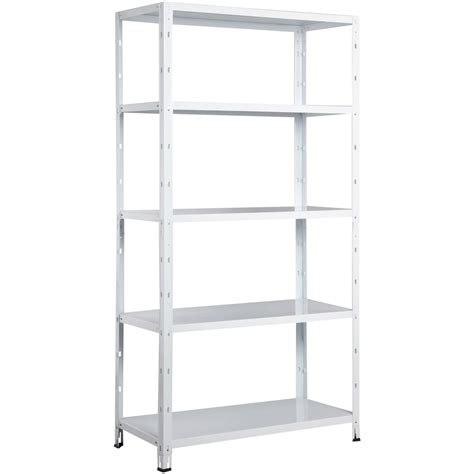 Deck boxes & patio storage. Etagère acier clicker, 5 tablettes, blanc l.90 x H.173 x P ...