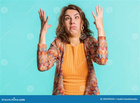 Excited Amazed Woman Showing Head Explosion Looking Worried Shocked